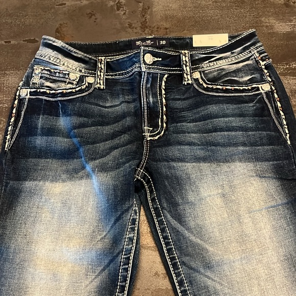 BNWT Miss Me western mid-rise rhinestone stitched boot cut jeans 30 x 34 - Picture 4 of 9